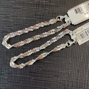 Pair of sterling silver 7 1/2” bracelets NWT made in Italy. Purchased at Macy’s